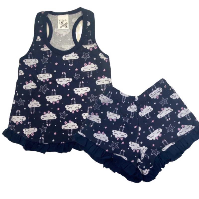 Pijama Infantil 100% Algodão Regata de Verão confortável estampado