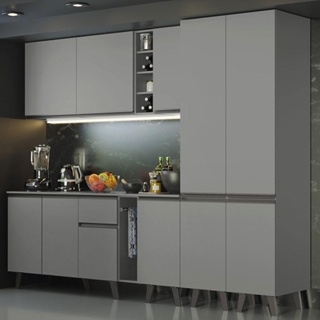 Armário de Cozinha Completa 260cm Cinza Nice Madesa 05 em Oferta na Shopee