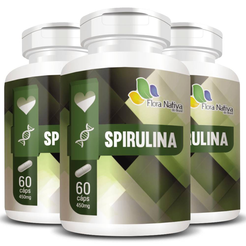 KIT 3X Spirulina Espirulina 450mg 90 cápsulas - Flora Nativa