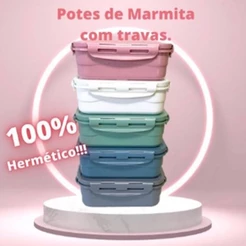 Marmita 1L Tampa C/4 Travas Hermético Microondas Freezer