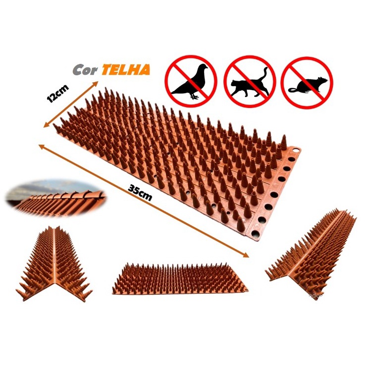Espícula Anti Acesso Anti Pombos Espanta Gatos Repelente Barreira - 6m / Cor: Telha