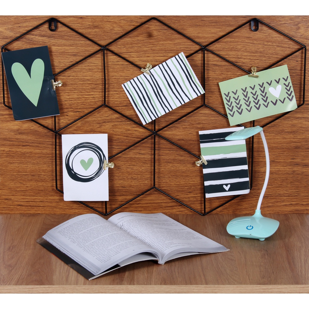 Mural de Fotos Colmeia Tela Grade Aramada Porta Fotos Memory Board Decoração De Parede Escritório Quarto