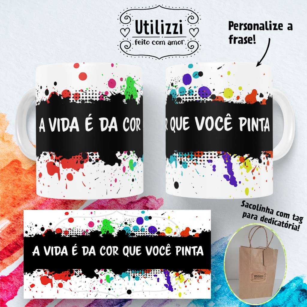 Caneca Personalizada Colorida Shopee Brasil