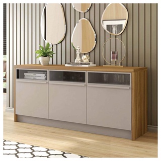 Aparador Buffet 3 Portas Balcão Marrom Vectro Caemmun em Oferta na Shopee