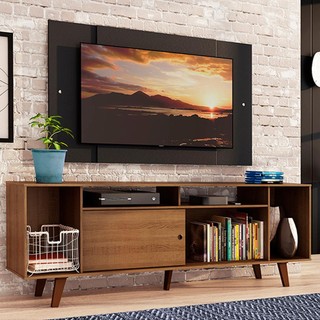 Rack Madesa Cancun e Painel para TV até 58 Polegadas com Pés - Rustic/Preto 5ZD8 em Oferta na Shopee
