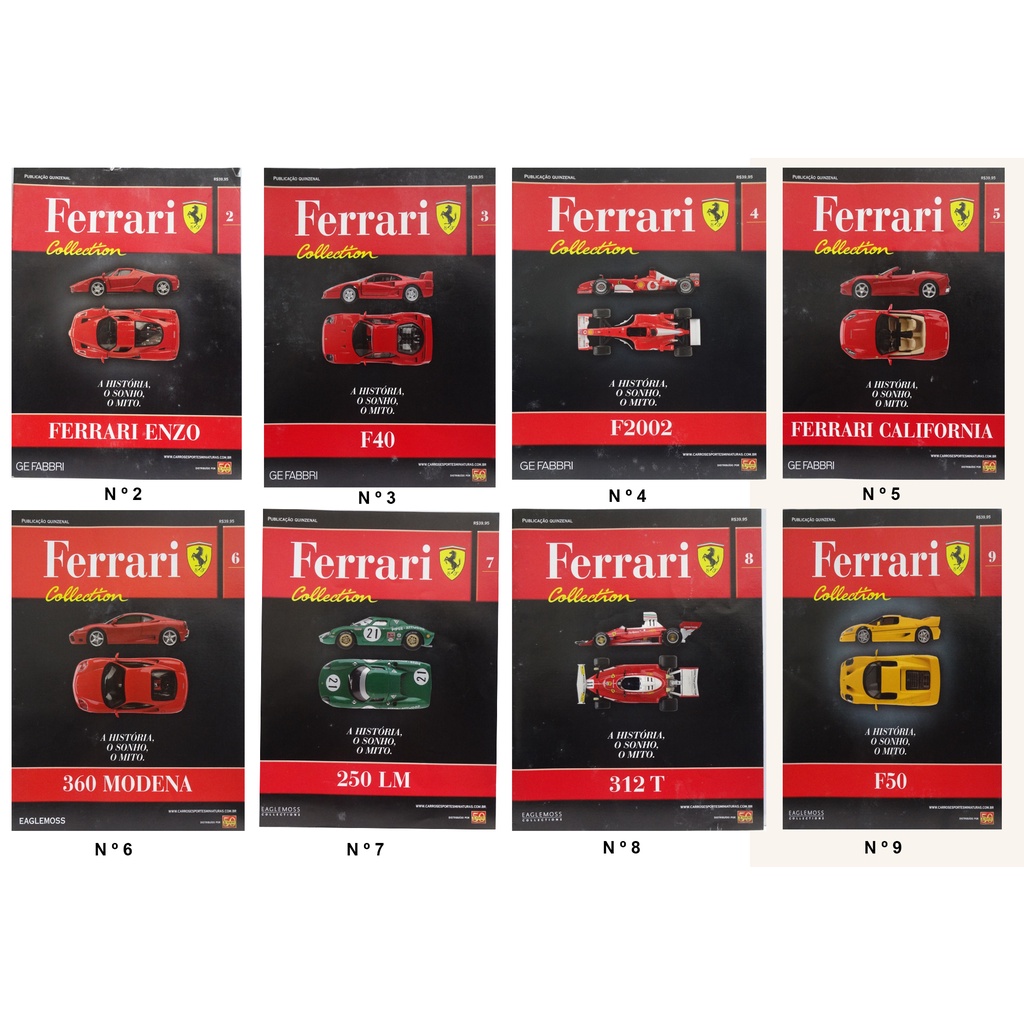 Revistas Ferrari Colection A Historia O Sonho e o Mito / F40 / F 2002 / Ferrari California / 360 Modena e Tantas Outras