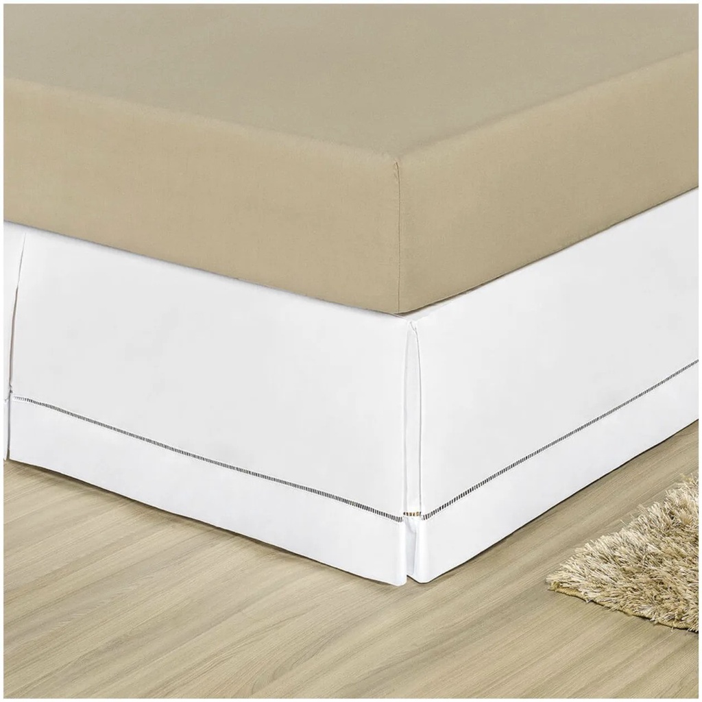 Saia Para Cama Box Casal Percal 180 Fios E 100% Algodão Branca Palha Cáqui Preta