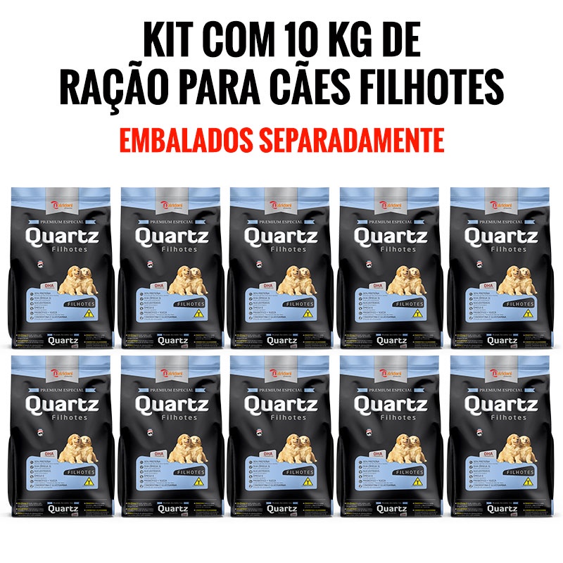 Ração Para Cachorro Filhote Premium Especial Quartz 10 kg - 10 pacotes de 1kg