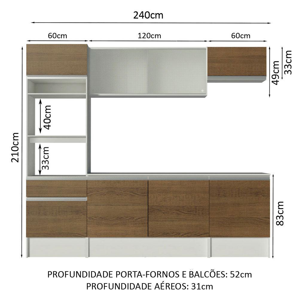 Detalhes do Cozinha Completa Madesa Topazio com Armário, Balcão e Tampo - Branco/Rustic