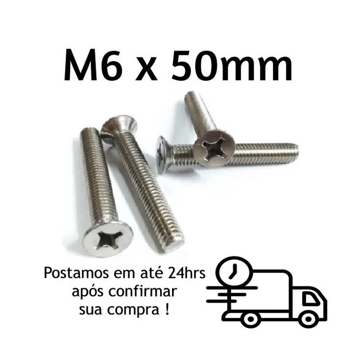 Parafuso Cabeça Chata Phillips M6 X 50mm Inox