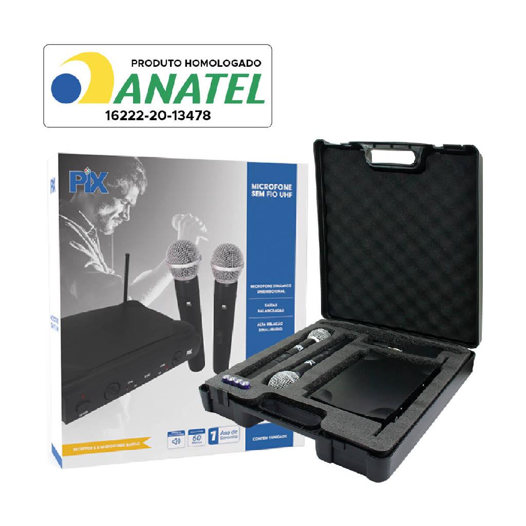 Kit 2 Microfones S/ Fio Uhf Dinâmico Unidirecional Cardióide