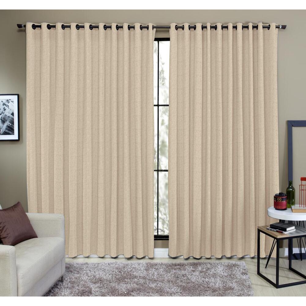 Cortina Longa 2,00 x 2,30 Para Quarto Ou Sala Tecido Rustico