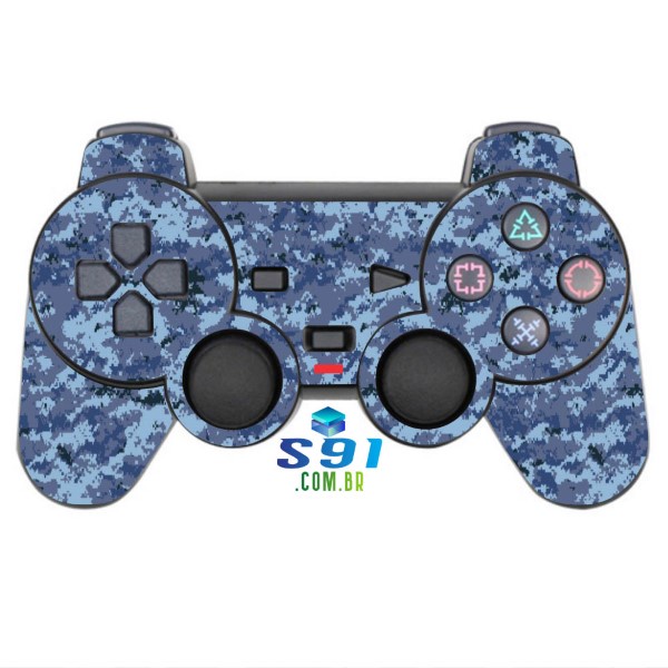 Adesivo PS2 Controle Playstation Skin Pelicula Protetora Camo Digi Ocean Blue