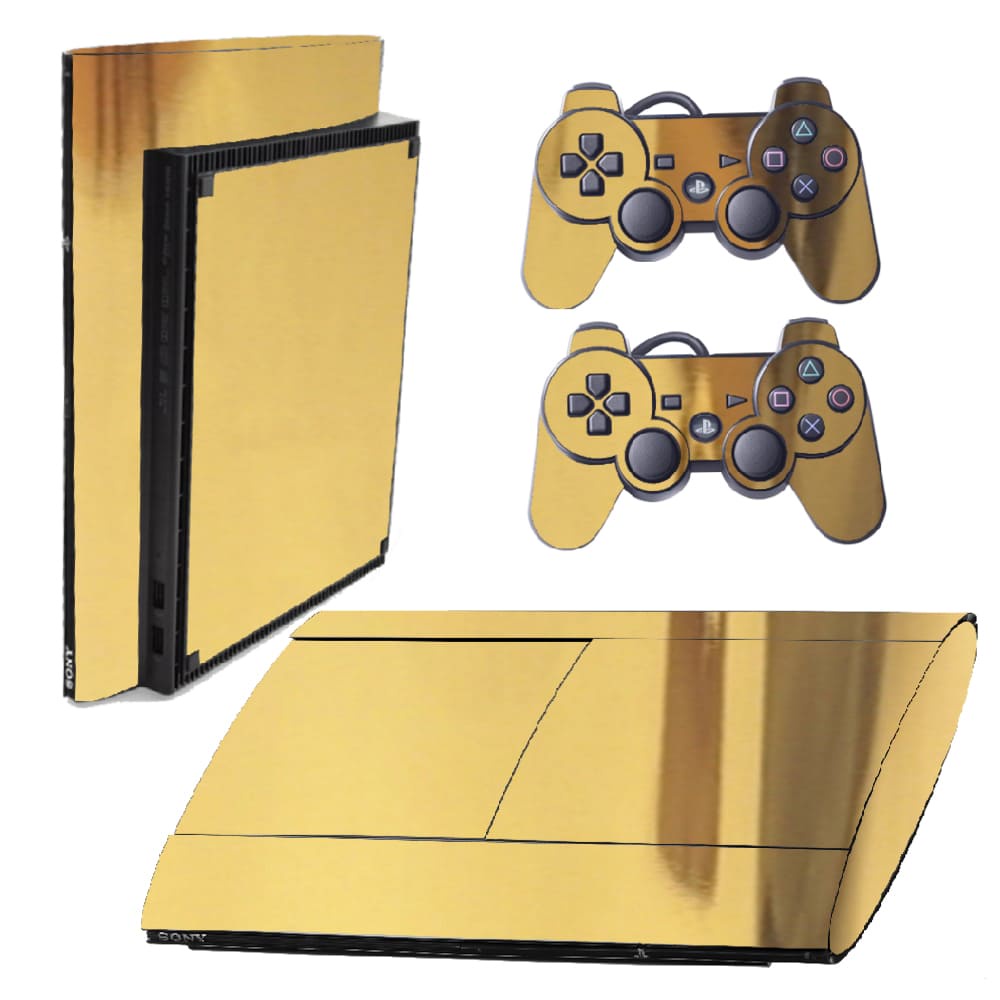 Skin PS3 Super Slim Playstation Adesivo Pelicula Protetora Cromo Gold