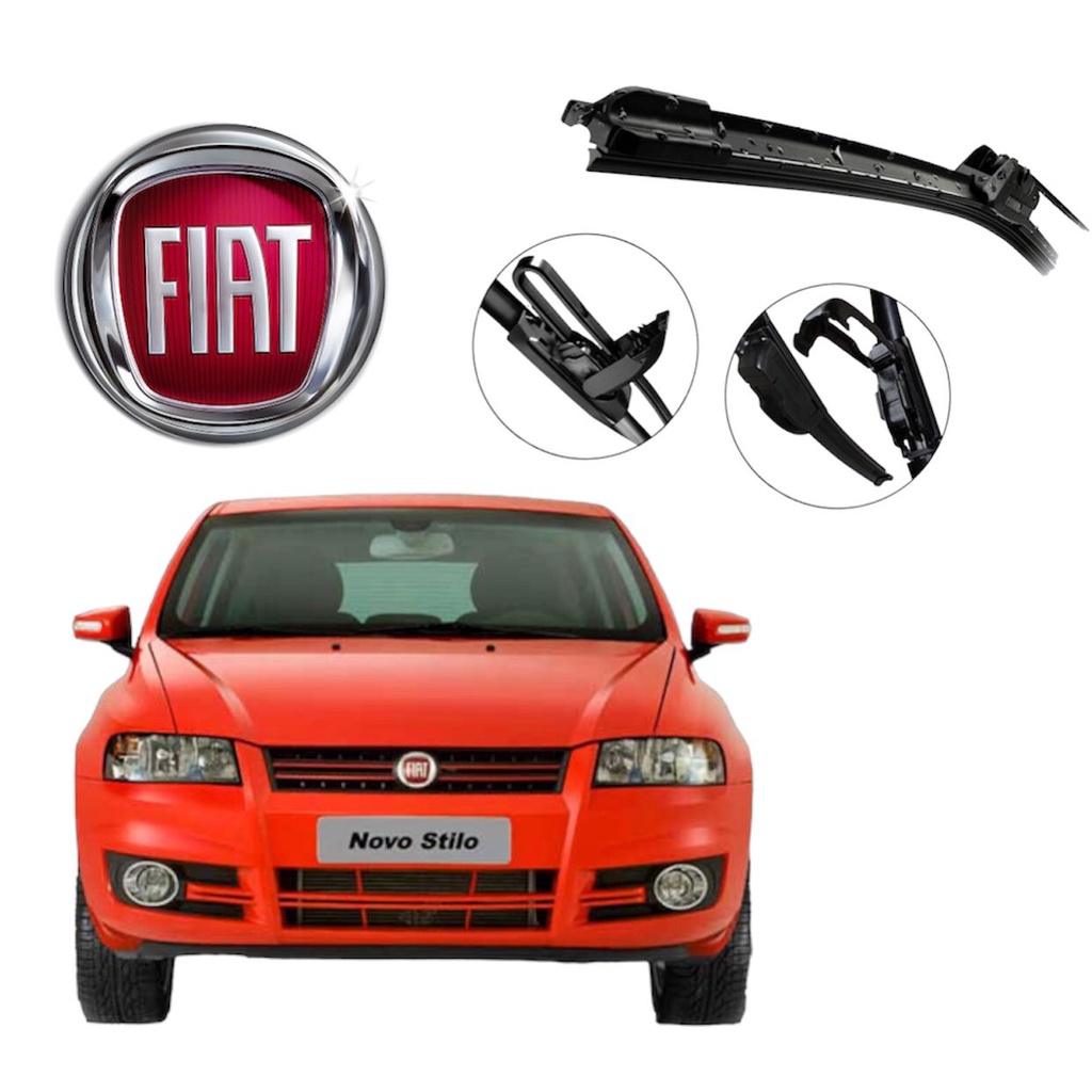 Kit 2 Palhetas Limpador Parabrisa Dianteiro Fiat Stilo 2005 2006 2007 2008 2009 2010 2011 ano 05 06 07 08 0910 11