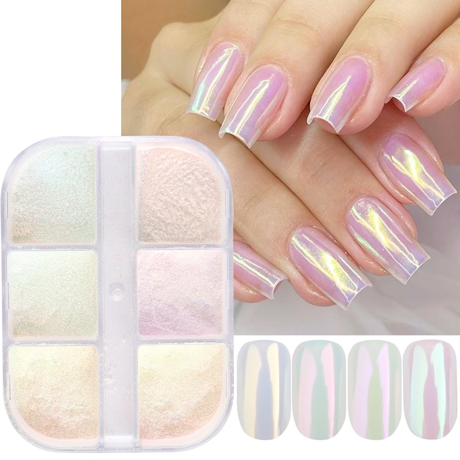 Aurora Espelho Glitter Em Pó Pigmento Cromado Iridescente Holográfica Decorações Para Manicure em Oferta na Shopee