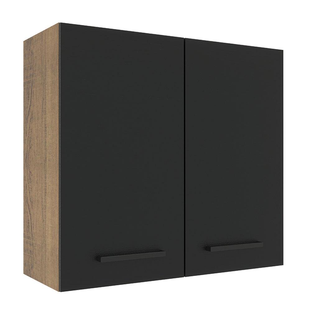 Armário de Cozinha Aéreo 70 cm 2 Portas Rustic/Preto Agata Madesa - Home & Living