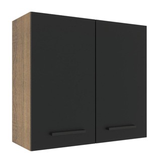 Armário Aéreo Madesa Agata 70 cm 2 Portas - Rustic/Preto
