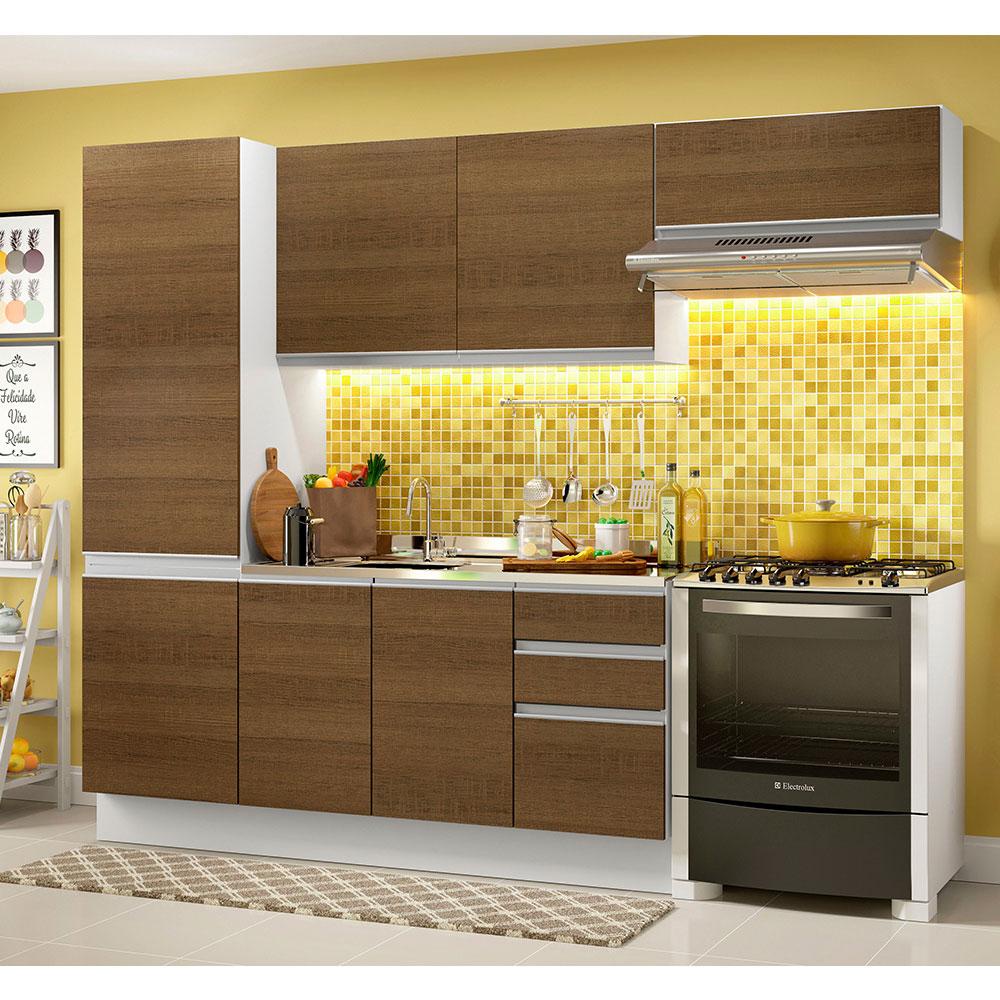 Armário de Cozinha Completa Madesa 100% MDF Acordes XA260002 Balcão (Sem Tampo e Pia) Branco/Rustic em Oferta na Shopee