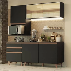 Armário de Cozinha Compacta 180cm Preto Reims Madesa 01