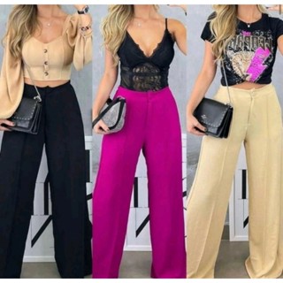 Calça Pantalona Feminina Tecido Duna