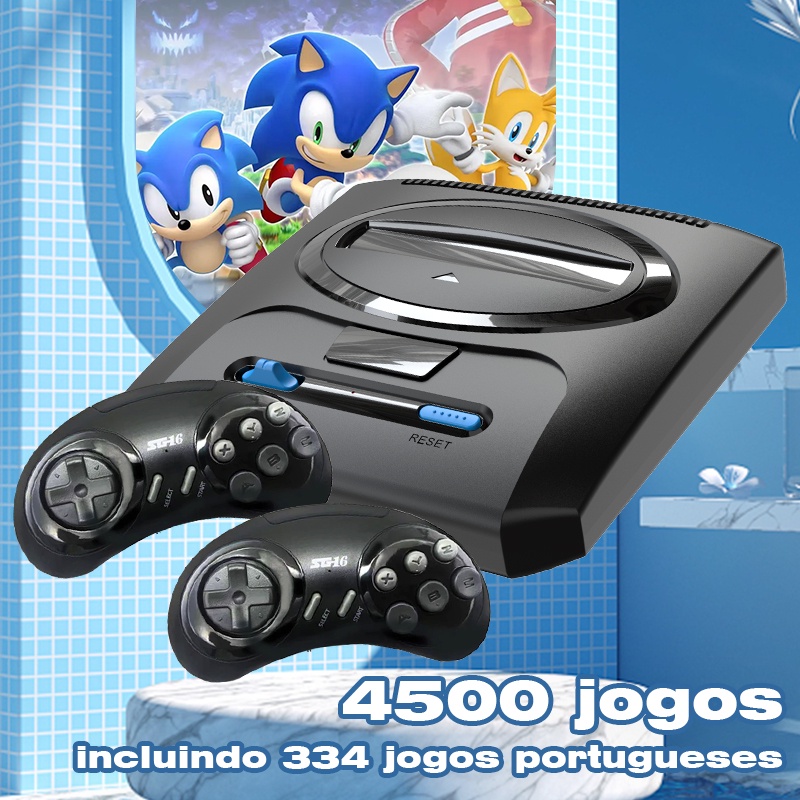 Console De Jogo Retrô Videogame Com Conexão Sem Fio Para Sega Mega Drive 16bit Construído Em 4500 + De TV Nes