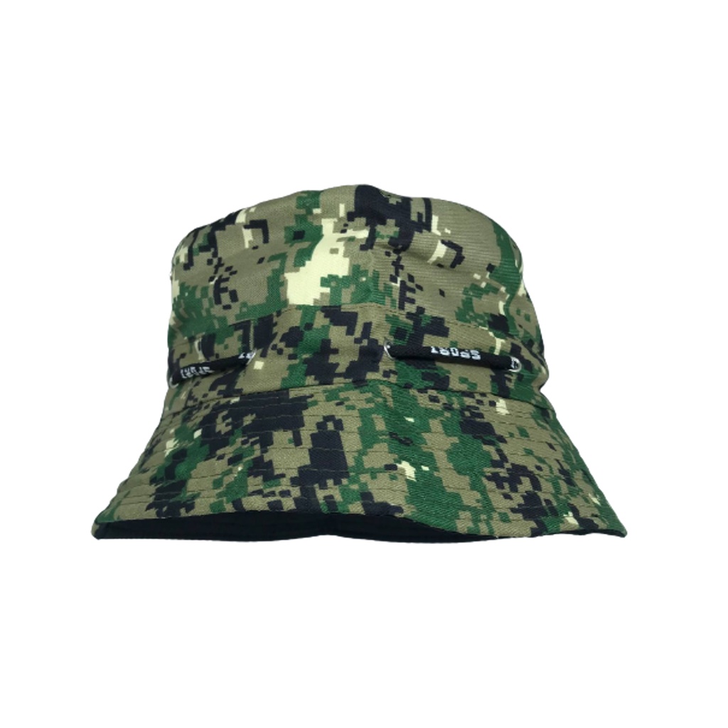 Chapéu Style Bucket Hat Aba Boné Dupla Face Proteção Sol - Camuflado Verde Escuro Digital - Fashion Accessories