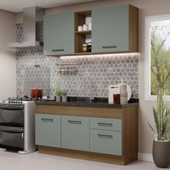 Armário de Cozinha Compacta 150cm Rustic/Cinza Agata Madesa 02