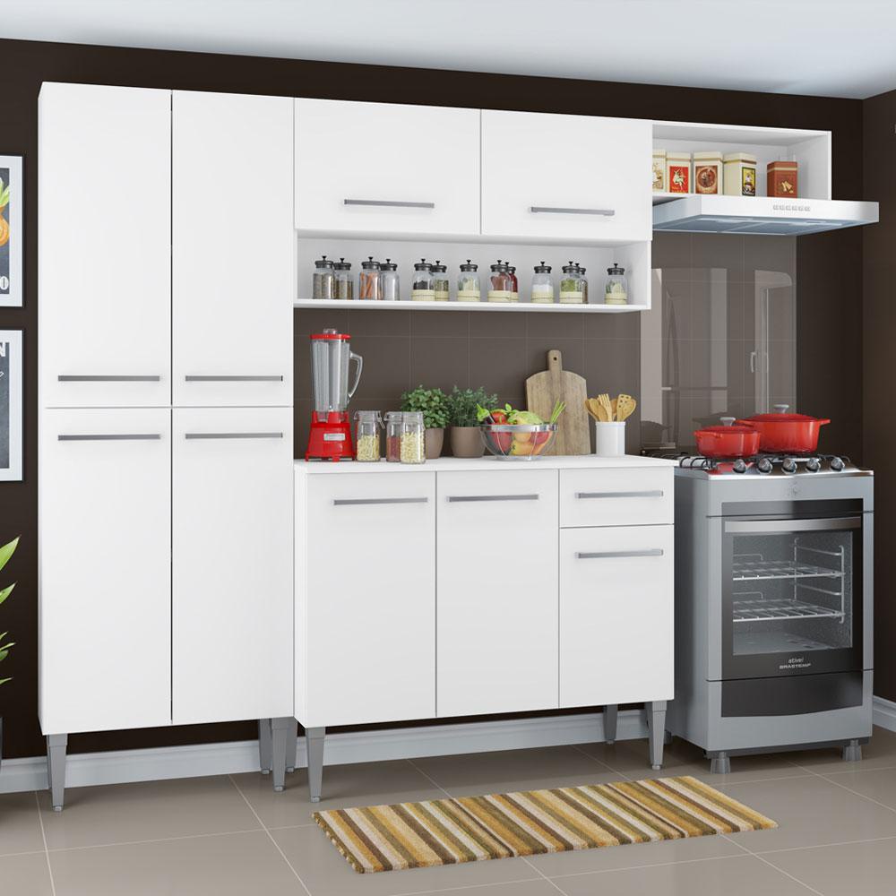 Armário de Cozinha Compacta Branco Emilly Top Madesa | Shopee Brasil