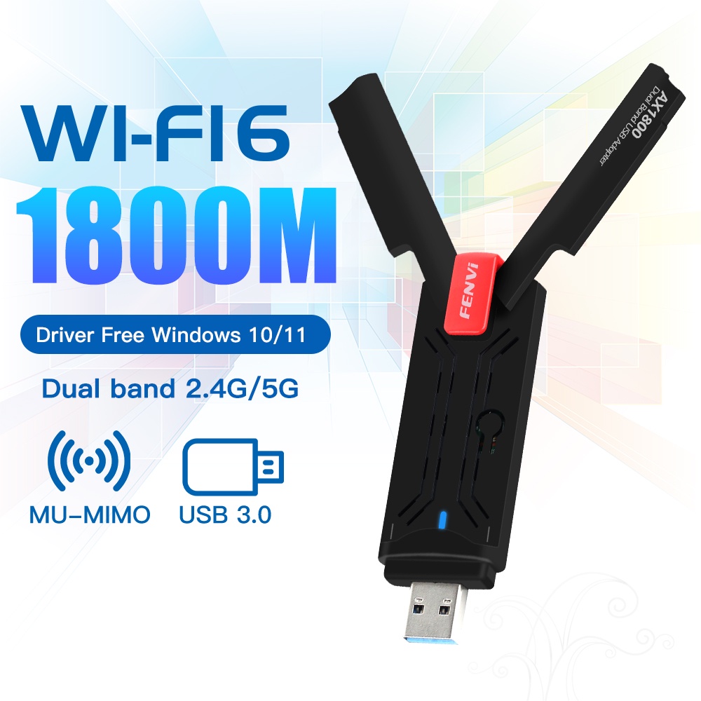 Fenvi 1800 Mbps WiFi RTL8832AU 6 USB 3.0 Adaptador 802.11ax Dual Band 2.4 Ghz Suporte Da Forma WPA3 5 Placa De Rede Sem Fio Para PC/Laptop