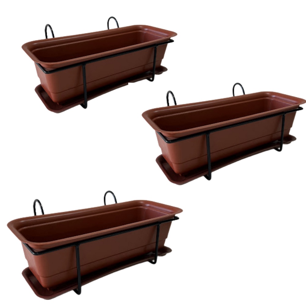 Kit Jardineira De Sacada Peitoril 3 Unidades Com Vaso em Oferta na Shopee