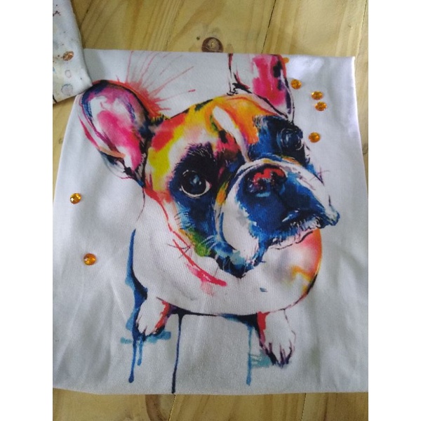 Camiseta T-shirt tecido algodão com elastano Pedraria- Pug