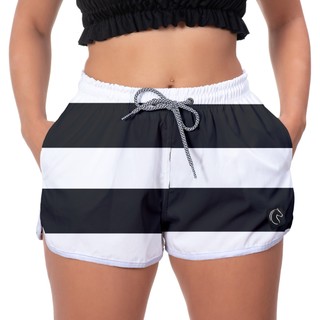 Shorts Bermuda Feminina Estampado Full Elastano Verão Praia Moda Tendência Tecido Leve