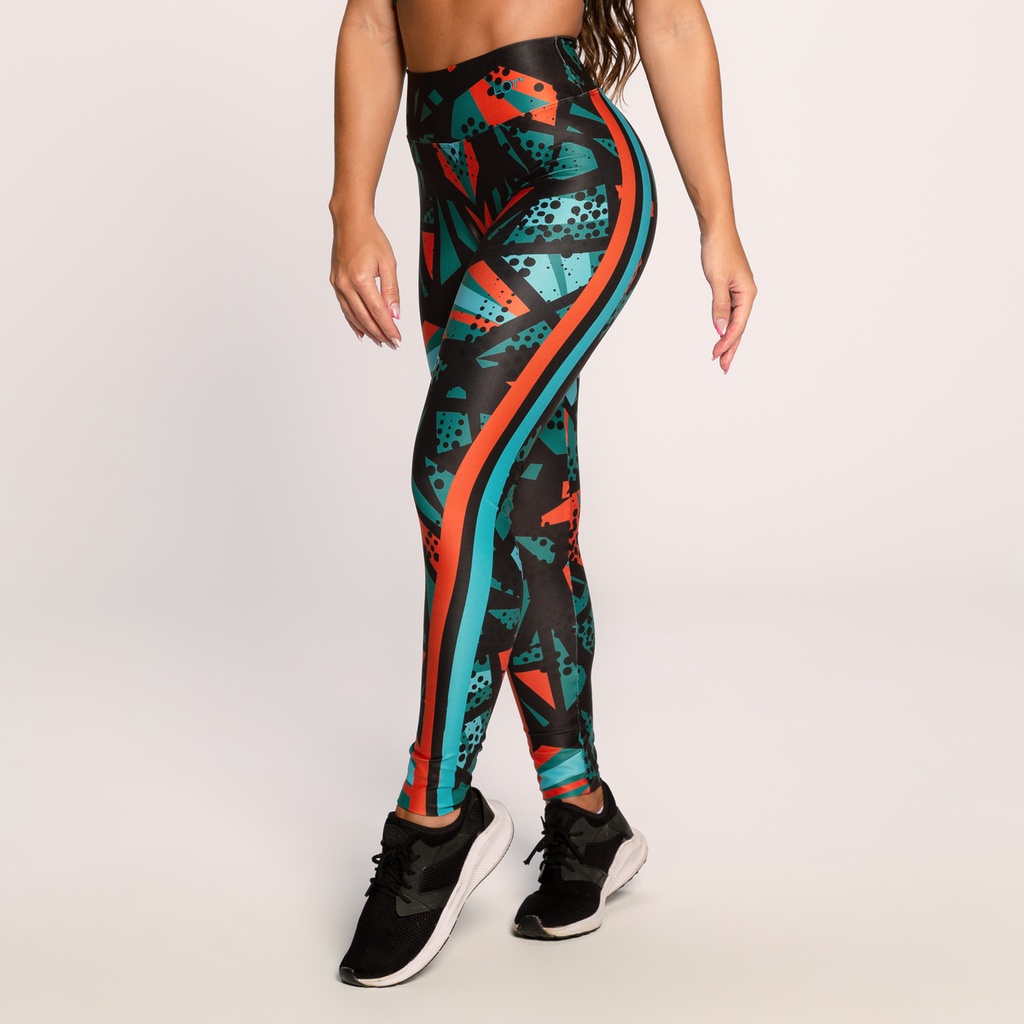 Calça Legging Suplex Estampada Academia Feminina Fitness Abstrata