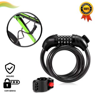 Cadeado Para Bike e Moto Com Segredo Reforcado Corrente Trava Tranca Anti Furto De Aco Com Suporte Ciclismo Mtb Estepe Pneu