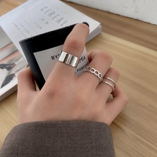 Conjunto 3 Anéis Aço Inox Minimalistas Ajustável