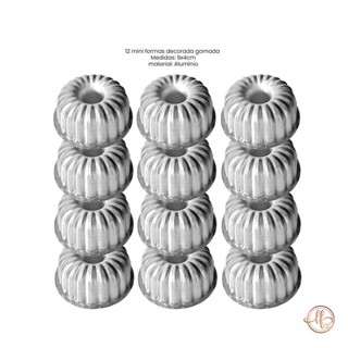 Kit Formas Mini Decorada Gomada 9x4 em alumínio - 12 Unidades