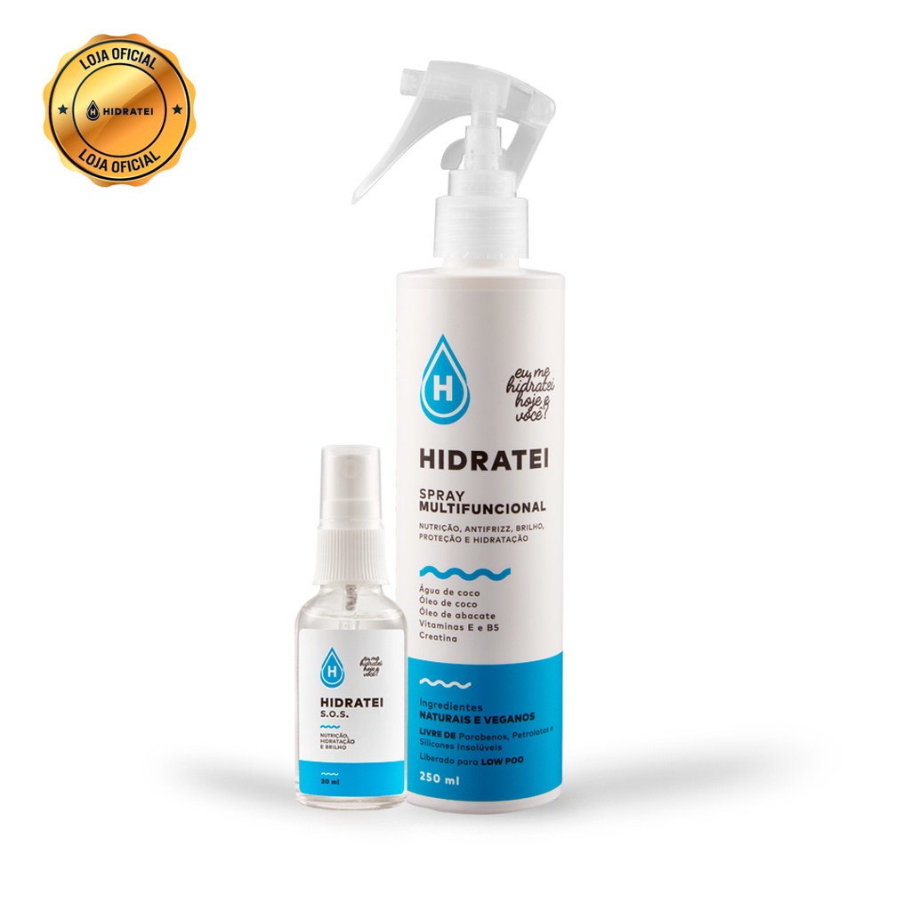 Kit Hidratei Spray Multifuncional Leave-in 250ml + SOS Sérum: Cabelo Bonito É Cabelo Hidratado em Oferta na Shopee