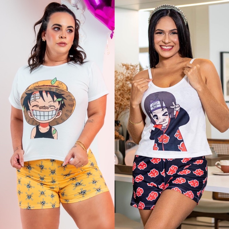Pijama Feminino Anime - One Piece - Akatsuki - Itachi - Naruto - Baby Doll Anime - Mangá