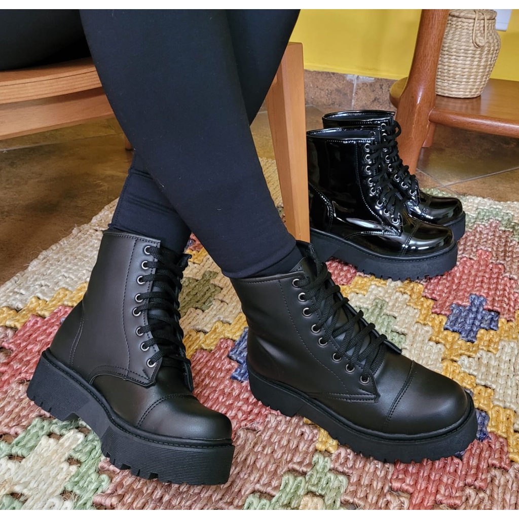 Coturno Feminino Bota Confort Tratorado Cano Curto Sola RISC em Oferta na Shopee