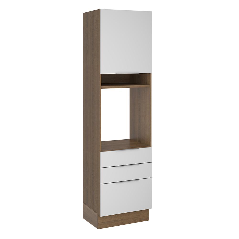 Torre Quente Madesa Stella 60 cm 1 Porta 3 Gavetas - Rustic/Branco - Home & Living