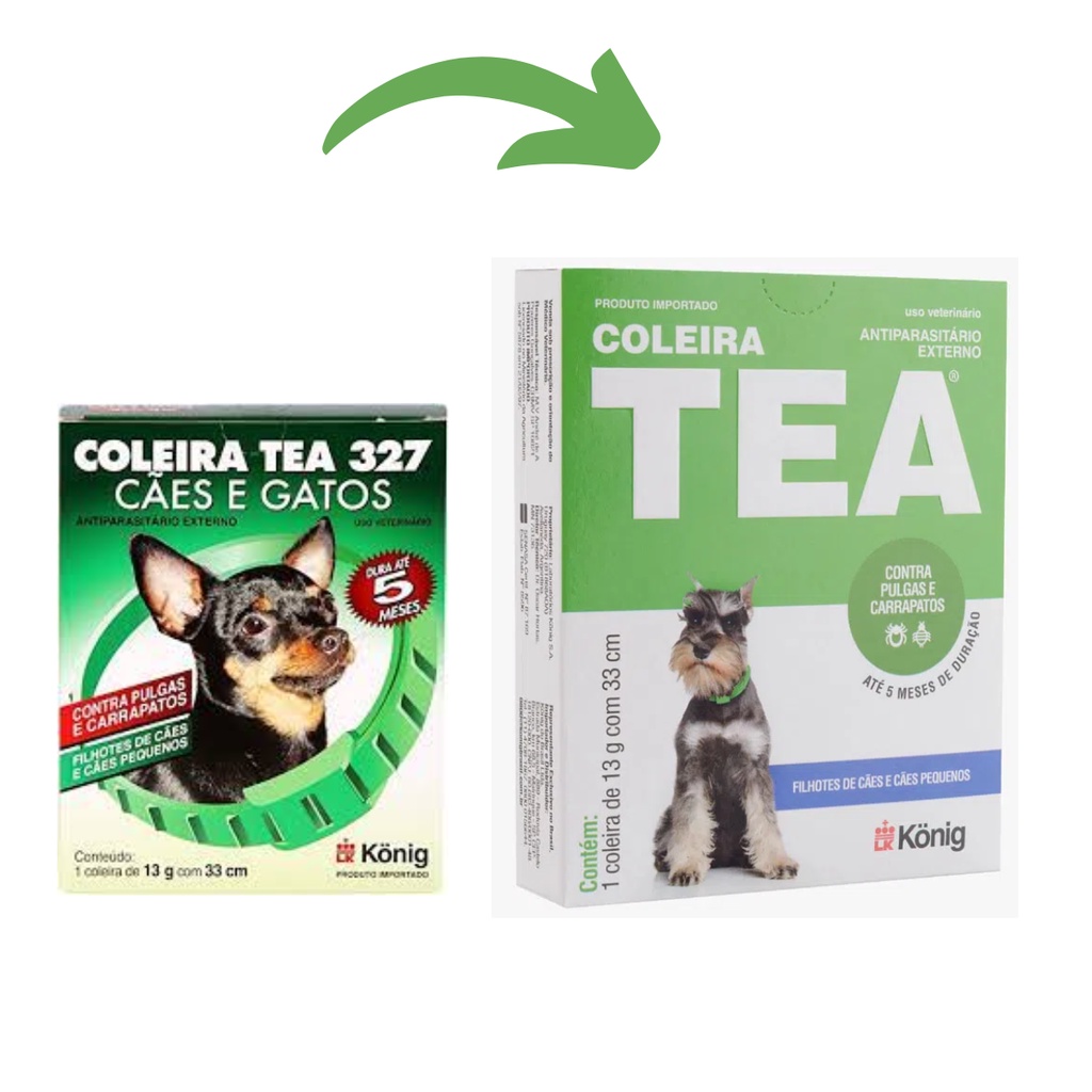 Coleira Antipulgas Tea 327 13g Para Cães Porte Pequeno 33cm Carrapatos - Pets