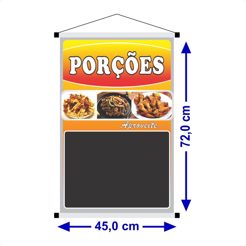 Banner Porções, Banner Bar Feira, Banner Pronto Reutilizável, tamanho 45,0  x 72,0 cm de altura, Ref. 334 | Shopee Brasil