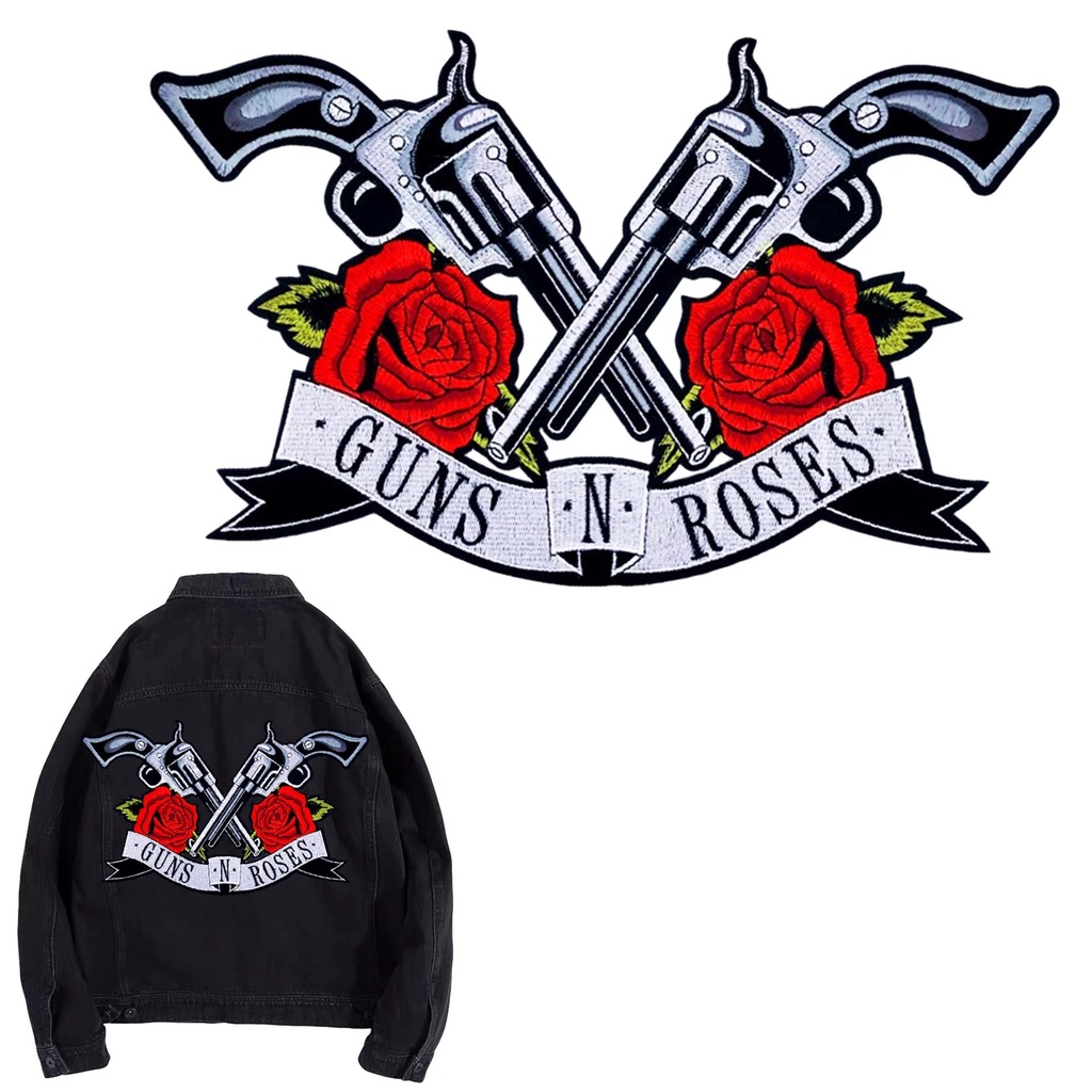 Patch Termoadesiva Guns N' Roses - Scritta Rossa 12x4.5 Cm - Toppa Ricamata Per Giubbotti E Jeans, Regalo Per Fan Hard Rock