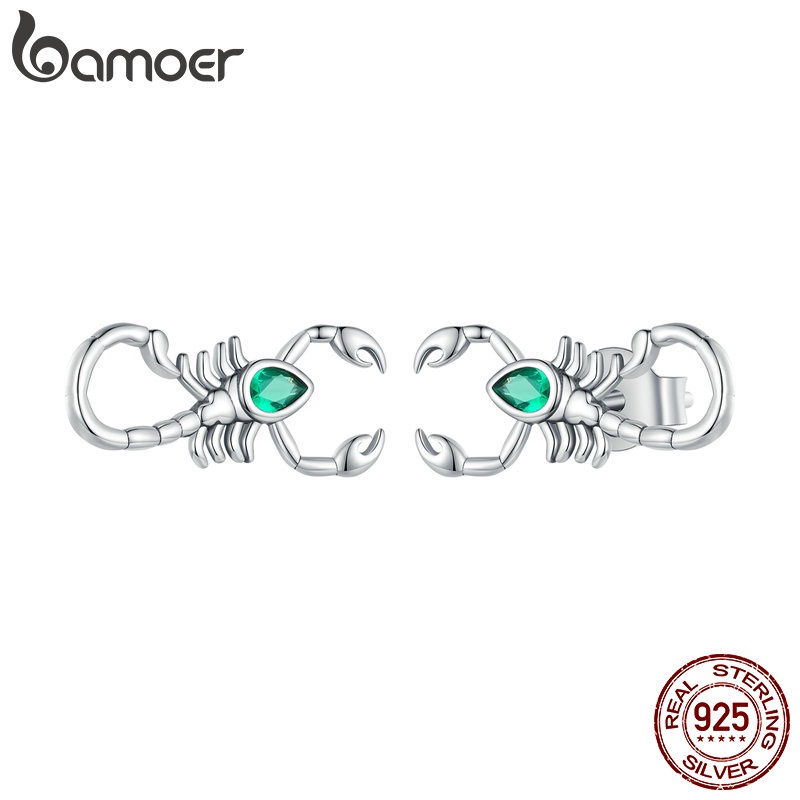 Bamoer 925 Prata Verde Zircônia E Scorpion Brincos Moda Joias Para Mulheres em Oferta na Shopee