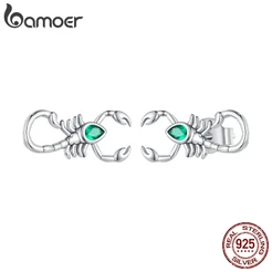Bamoer 925 Prata Verde Zircônia E Scorpion Brincos Moda Joias Para Mulheres