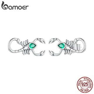 Bamoer 925 Prata Verde Zircônia E Scorpion Brincos Moda Joias Para Mulheres
