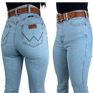 Calça Jeans Feminina Wrangler Delave Flare Country Cintura Alta Barra Flare Costura Reforçada
