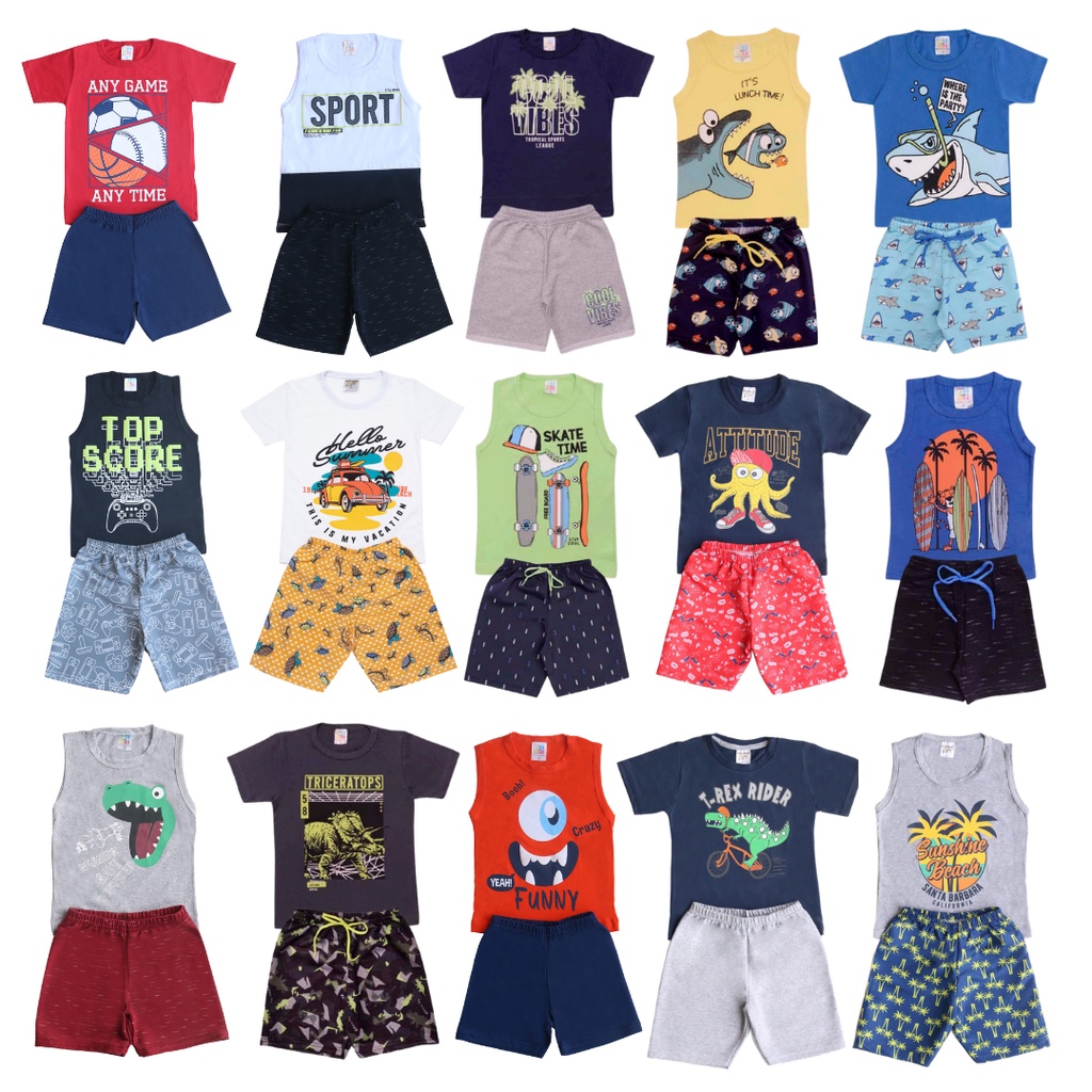 Kit Conjunto Infantil Menino Pe As Ver O Premium Ao Roupa Masculino Crian A Pronta Envio