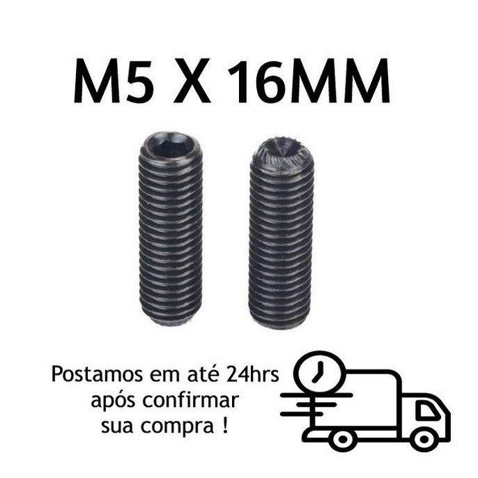 Parafuso Allen Sem Cabeça M5 X 16mm Côncava Oxidado Preto